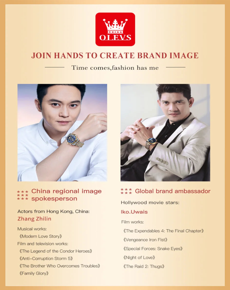 Gold Otto OLEVS Men's Classic Chronograph Moon Phase Quartz Wristwatch – Waterproof Luxury