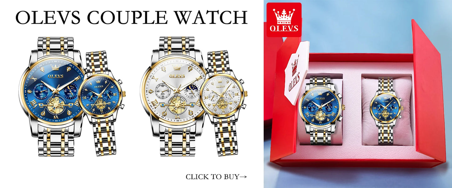 Gold Otto OLEVS Men's Classic Chronograph Moon Phase Quartz Wristwatch – Waterproof Luxury